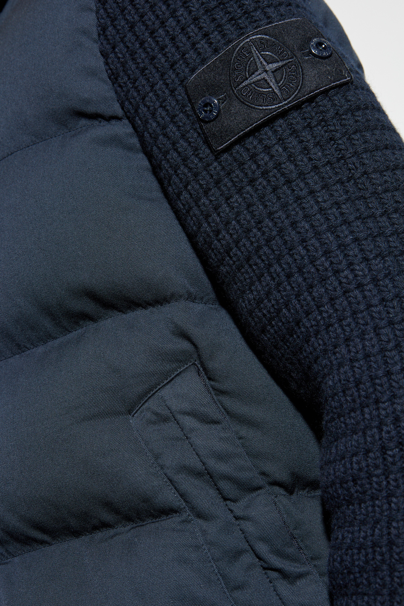 Navy blue Down jacket with logo patch Stone Island - Vitkac Canada